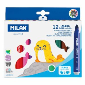 MILAN兒童超水洗彩色筆_粗筆桿12色7.5mm