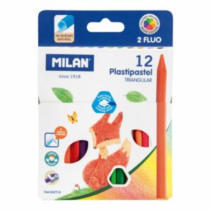 MILAN 口袋型無毒不沾手六角蠟筆(12色)
