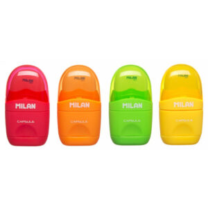 MILAN太空膠囊橡皮擦+削筆器_螢光款(隨機出貨)