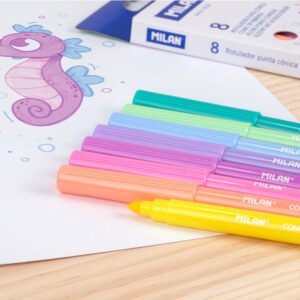 MILAN兒童可水洗彩色筆_粉嫩馬卡龍8色_5mm